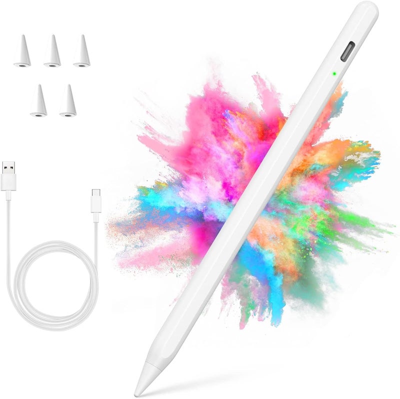 COO ​​​Stylus Pen for iPad 2018-2024 with Palm Rejection, Active Pencil for iPad 10th/9th/8th/7th/6th Generation, for iPad Pro 11/12.9 inch, for iPad Air 5th/4th/3th Gen, for iPad Mini 6th/5th Gen (White) - Image 1